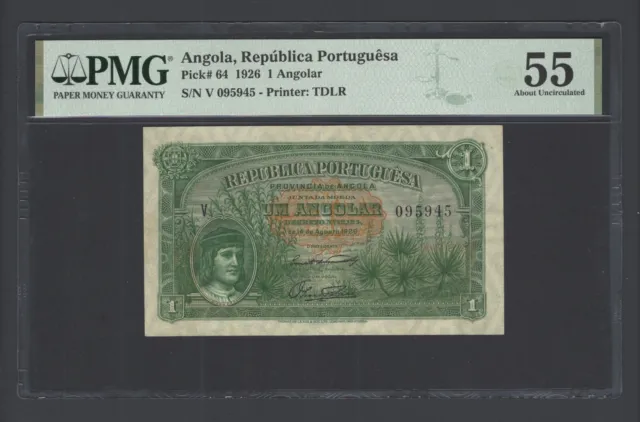 Angola One Angolar 1926 P64 About Uncirculated