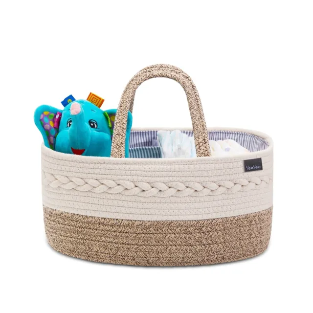 YeaYee Baby Diaper Caddy Organizer, Portable Nursery Storage Basket with Chan...