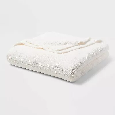 King Cozy Chenille Bed Blanket White - Threshold