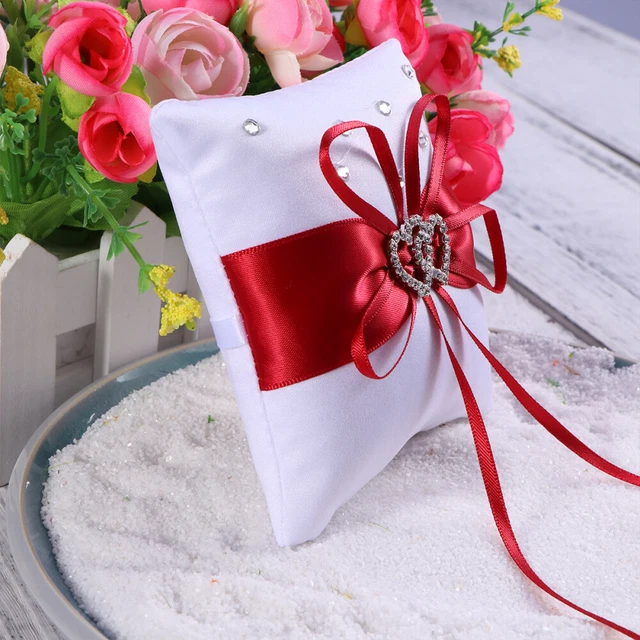 fleur fille panier anneau porteur oreiller décor oreiller strass 2