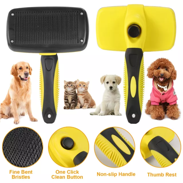 Undercoat Self-Cleaning Dog Slicker Brush Pet Cat Grooming Shedding Tool Remover