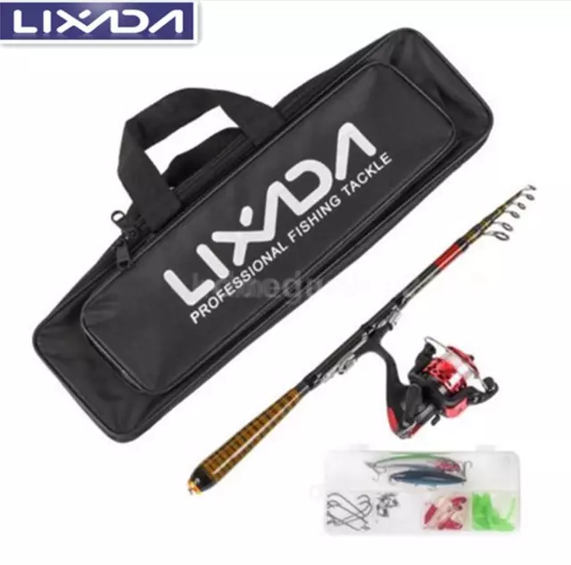 Lixada Carbon Fiber Telescopic Fishing Rod and Reel Combo Full Kit Spinning Q0W6