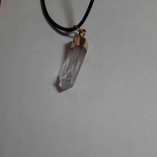 Clear Quartz Crystal Stone Point Chakra Gold Healing Gemstone Pendant Necklace