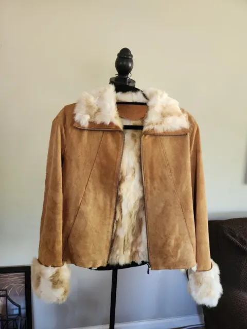 Genuine leather, Rabbit fur lining jacket