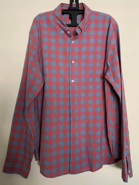 J Crew Factory Men's Shirt Size XL Check Plaid Button Down 100% Cotton Slim Fit