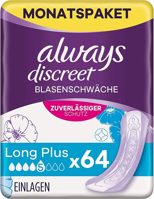 Incontinas Always Discreet Long Plus, paquete mensual, protección discreta & H