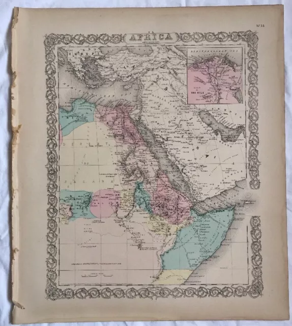 Antique Atlas Map AFRICA North Eastern Sheet, No 34, 1855 Colton World Maps +