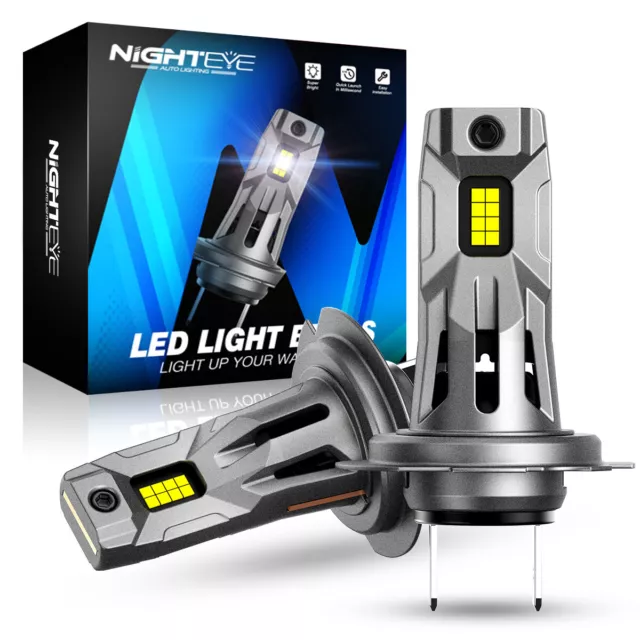 NIGHTEYE 2X H7 LED Headlight Bulbs Kit 60W 12000LM Hi-Lo Beam Super Bright 6500K