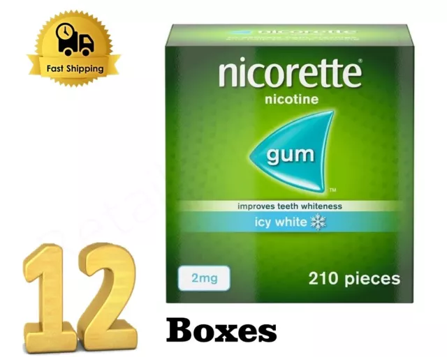 Nicorette Icy White 2mg Gum of 210 Pieces  12 Boxes Listing   Exp- 07/2025