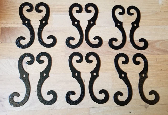 6 Pairs of Black Metal Window Shutter Dogs 7" H x 2-1/4" W