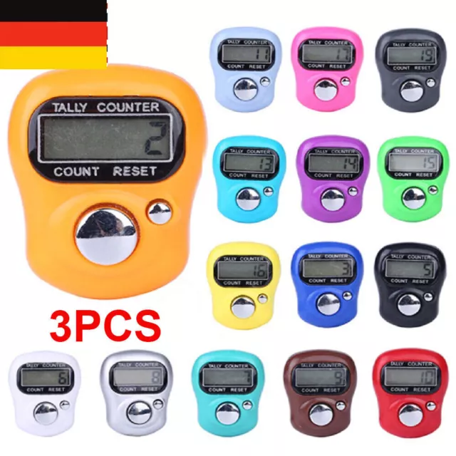 3 Stk LCD Finger-Counter Mengen - Stückzähler Inventurzähler verschiedene Farben