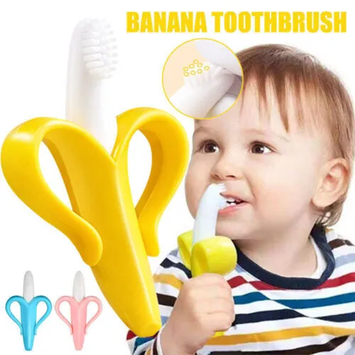 Banana Baby Infant Teething Toys BPA Free Silicone Toothbrush Teether Toy NEW