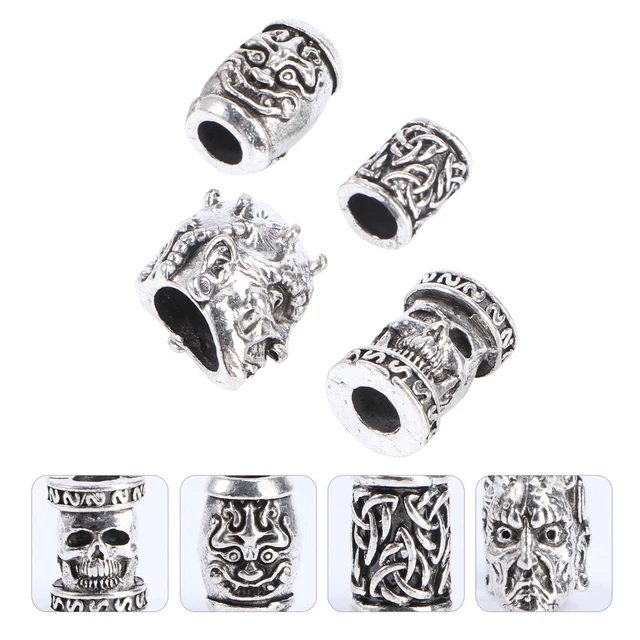 4Pcs Retro Viking Bart Perlen Dreadlocks Metall Perle Haar Braid Zubehör