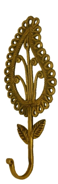 Leaf Shape Handmade Vintage Style Brass Towel Key Cloth Wall Hanger Hook BA2255
