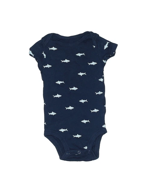 Child of Mine by Carter's Boys Blue Short Sleeve Bodysuit 3-6 Months