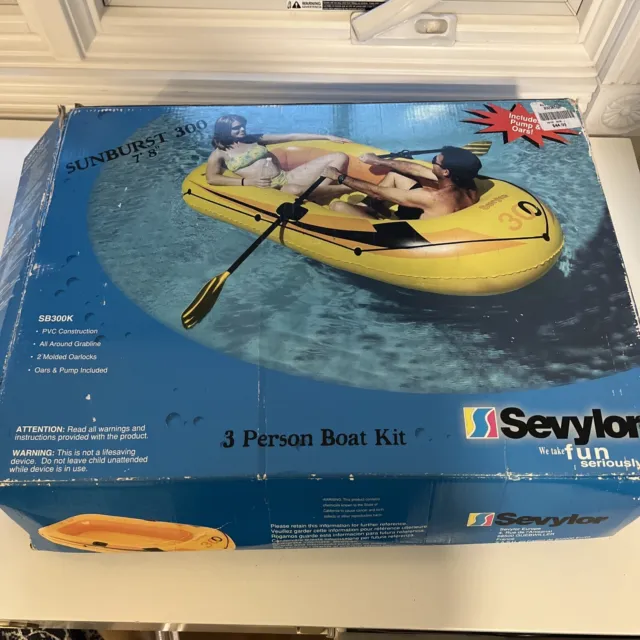 Vintage Sevylor SB300k Sunburst 7’8’’ 3 Person Boat Inflatable New/Open Box