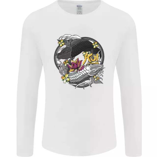 Koi Carpa Yin And Yang Pesce Stagno da Uomo Manica Lunga T-Shirt