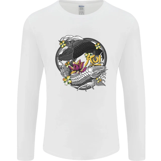 Koi Carpa Yin And Yang Pesce Stagno da Uomo Manica Lunga T-Shirt