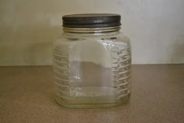 Vintage Ribbed Glass Bushells Coffee Jar-Embossed To Base lot 2