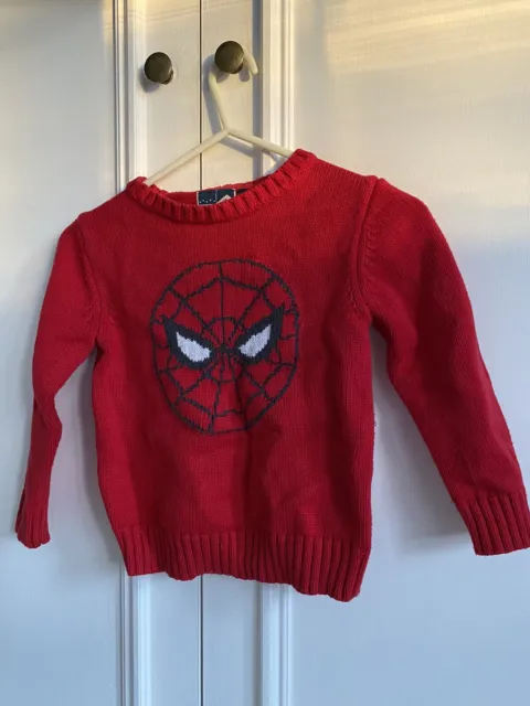 Maglione maglione rosso cibo spazzatura bambino Gap Marvel Spiderman bambini età 4