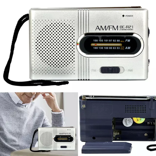 Portable Travel AM FM Radio Battery Powered Mini Pocket Built-in Speaker Stereo