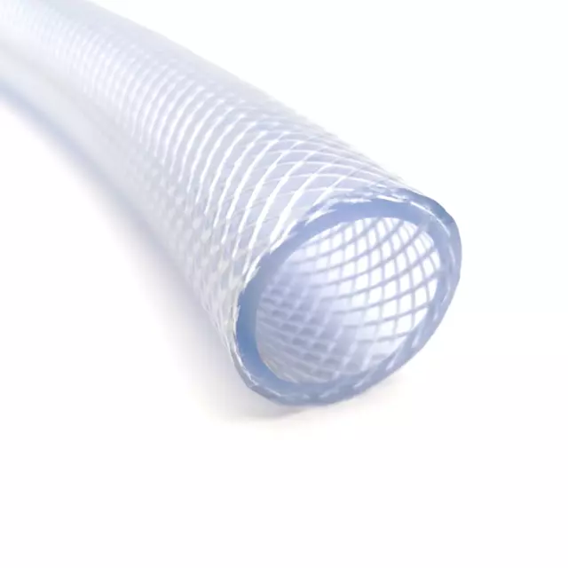 PVC Hose 32mm ID, 42mm OD, Clear Flexible Reinforced Braided OIL WATER Pipe - 1m