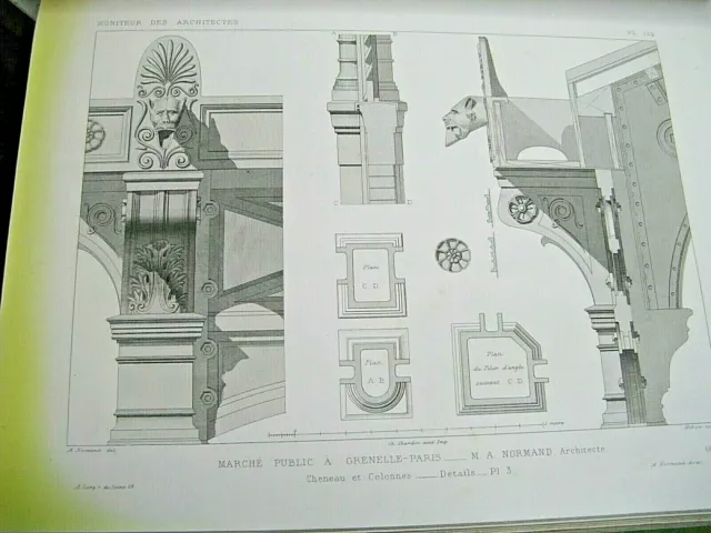 "LE MONITEUR DES ARCHITECTES" 1867 Planches PARIS URBANISME EXPO. UNIVERSELLE