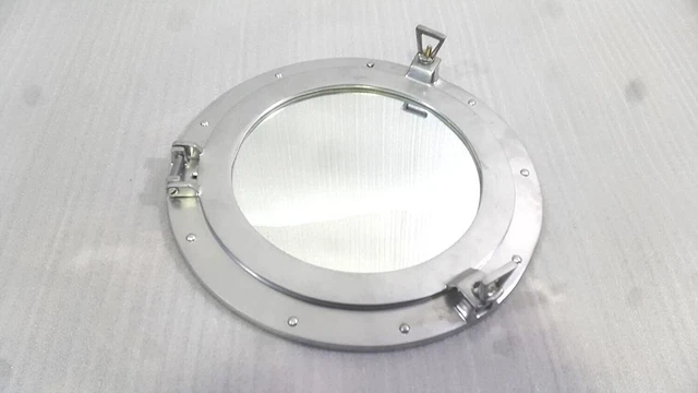 Antik 38.1cm Silber Bullauge Oberfläche Port Spiegel Wandbehang Schiff Bullauge