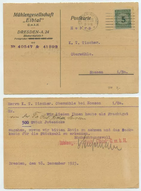 75745 - Mühlengesellschaft Elbtal - Dresden-Altstadt 18.12.1923 nach Nossen