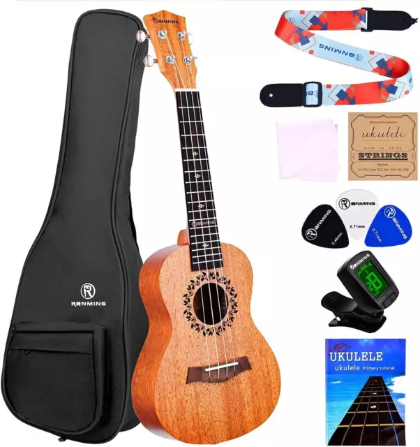 Soprano Ukulele for Beginners 21 Inch Ukeleles for Adults Kids Ukulele Kit Mahog