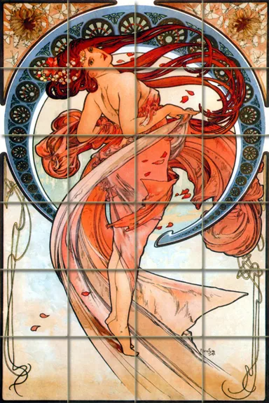 Art Nouveau Alphonse Mucha Ceramic Mural Backsplash Bath Tile #1201