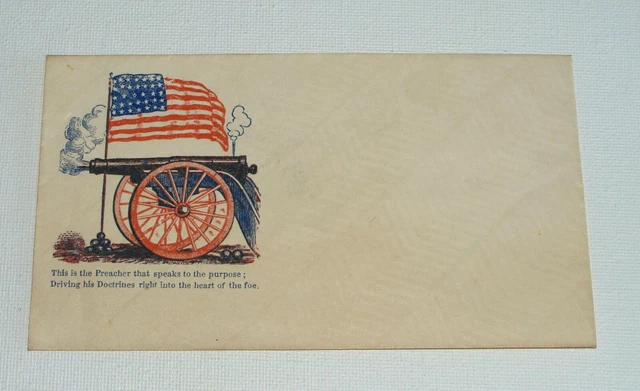 Civil War Union Patriotic Cover Cannon & 35 Star Flag - Embossed Flap Seal