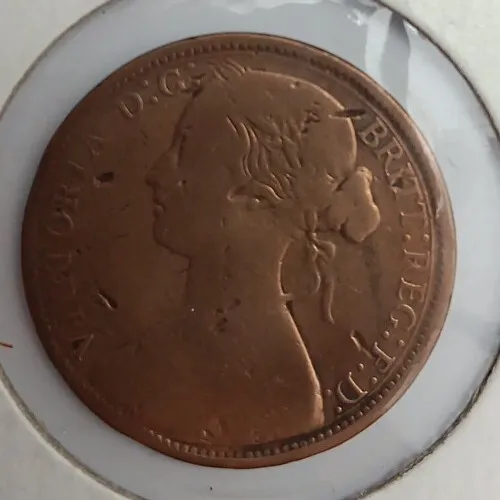 1866 Great Britain Victoria Penny. Rare Collectible Coin. Good Condition!