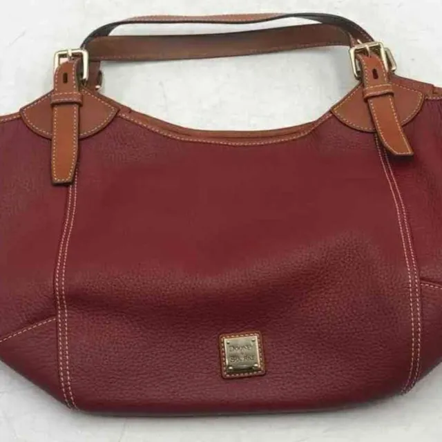 Dooney & Bourke Designer Red Burgundy Leather Hobo Bag Purse Shoulder Bag