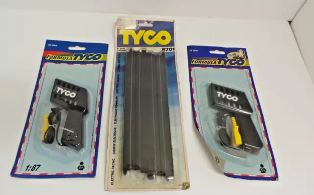 2x Vintage Tyco Slot Car Hand Controller, Throttle 1:87 and track bundle new