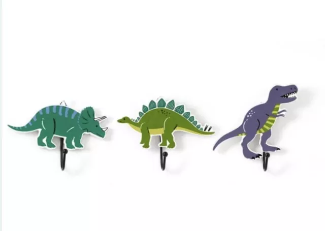 The Kids Edit Dinosaur Coat Hooks 3 Pack