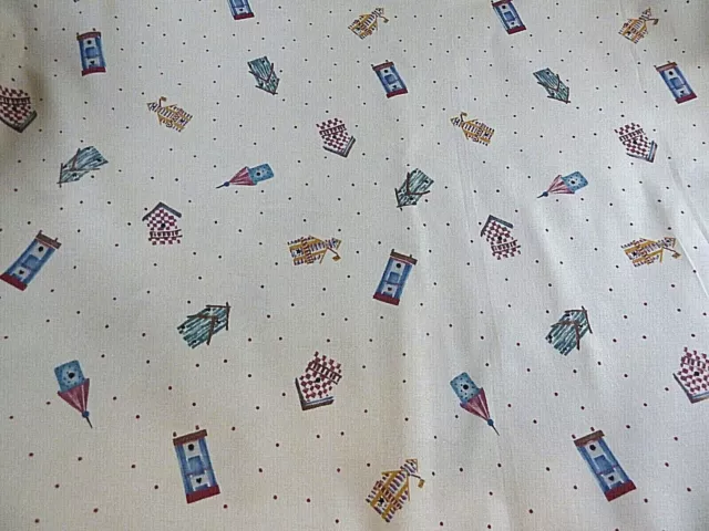 Daisy Kingdom Birdhouse Toss Vintage 1994 Fabric 46" X 2 yards beige