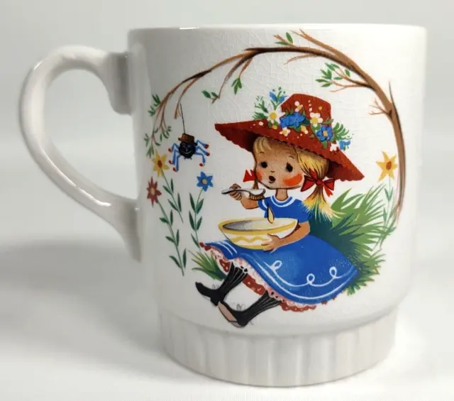 Vintage Nursery Rhyme Tea Coffee Mug Little Miss Muffet Humpty Dumpty
