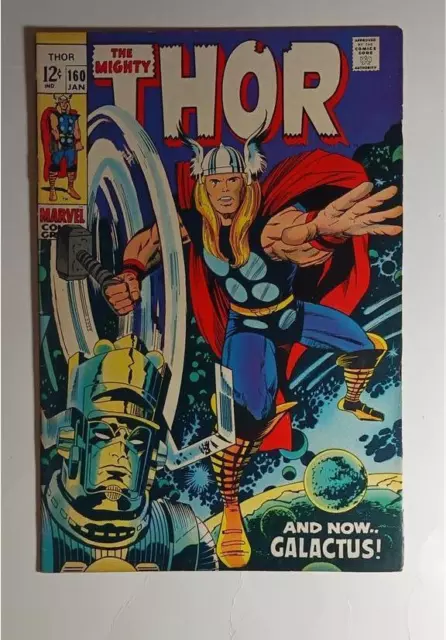 Mighty Thor  #160 Jan 1969 Marvel Comics First Galactus Ego App F/Vf  7.0
