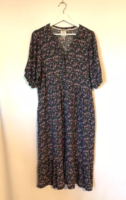 Knox Rose Womens Dress XL Maxi Long Short Sleeve Floral Aline Vneck