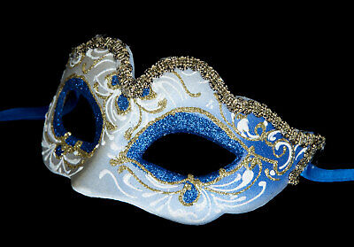 Mask from Venice Ondine Colombine Blue Golden for Child Or Small Face 887 V12B 2