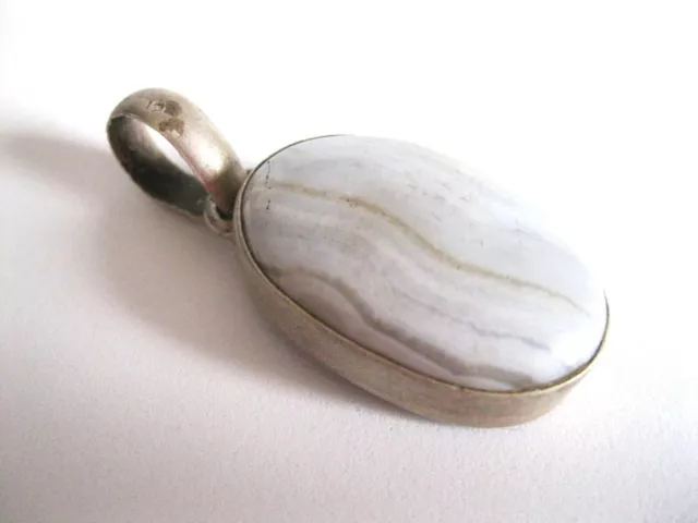 Merveilleux Pendentif Agate Vintage Argent 925 Antique!