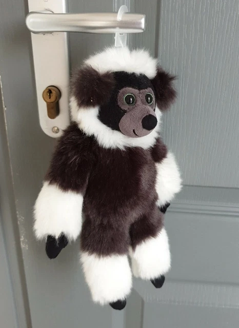 Neuf - Doudou Peluche Lémurien Indri Ge Noir Blanc Madagascar singe