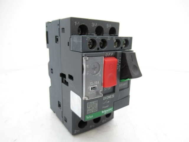 GV2ME20 SCHNEIDER 120/600 vac 13/18 amp 3 pole 3 phase 2/15 hp iec