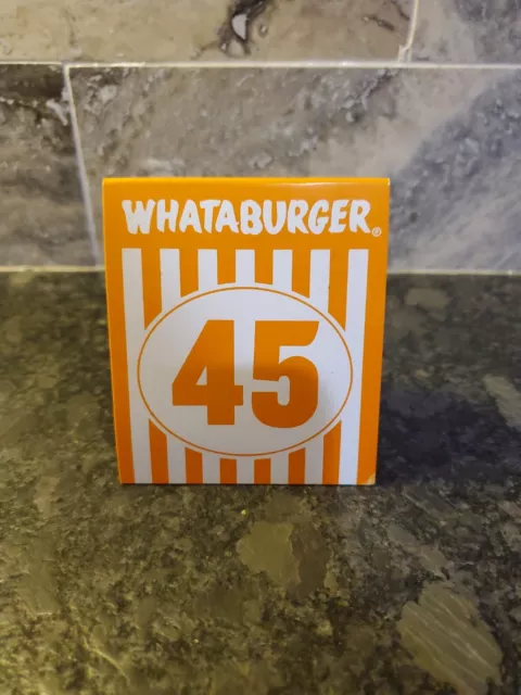 WHATABURGER TABLE TENT No. 45 Place CARD TEXAS HAMBURGER RESTAURANT #45
