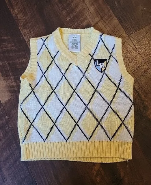 LR Boys Yellow Argyle Sweater Vest Size 4t