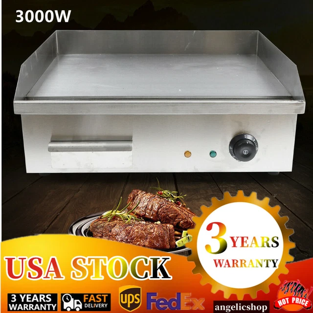 COMMERCIAL PORTABLE ELECTRIC Countertop Griddle Flat Top Grill Hot
