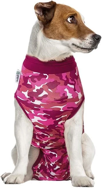 Suitical Recovery Suit Dog, Small Plus, Pink Camouflage