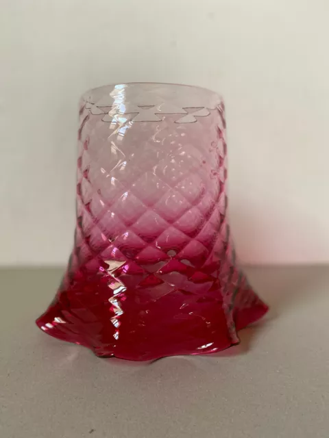 Kero/Oil Lamp Shade. Cranberry Glass. Large.