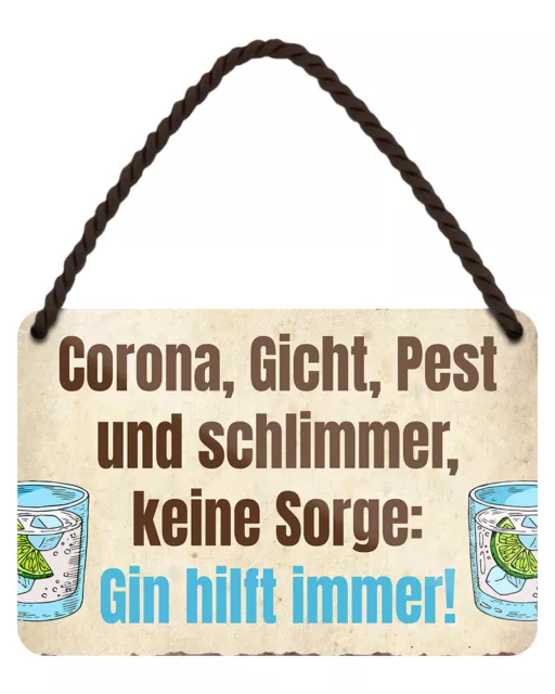 Retro Gin Schild aus Blech Beilage für Geschenkset Deko Geschenk Gin Tonic C0592